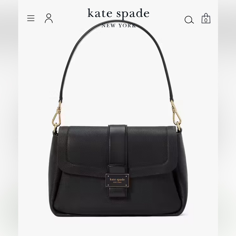 NWT Kate Spade Nouveau Pebbled Leather Flap Bag Black
